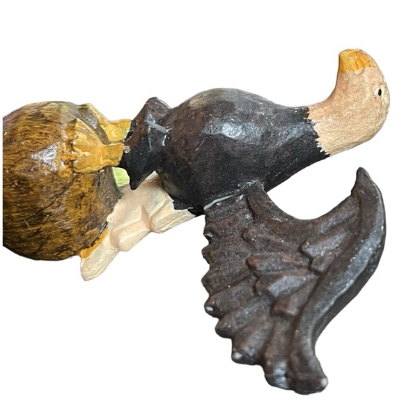 Vintage Red, White & Blue Hand Carved Wooden Liberty Shield w/Eagle 13.5” x 10” - Picture 5 of 7